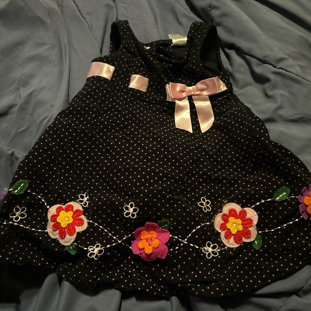 Blueberi Boulevard Black Dress with Pink Dot Accents